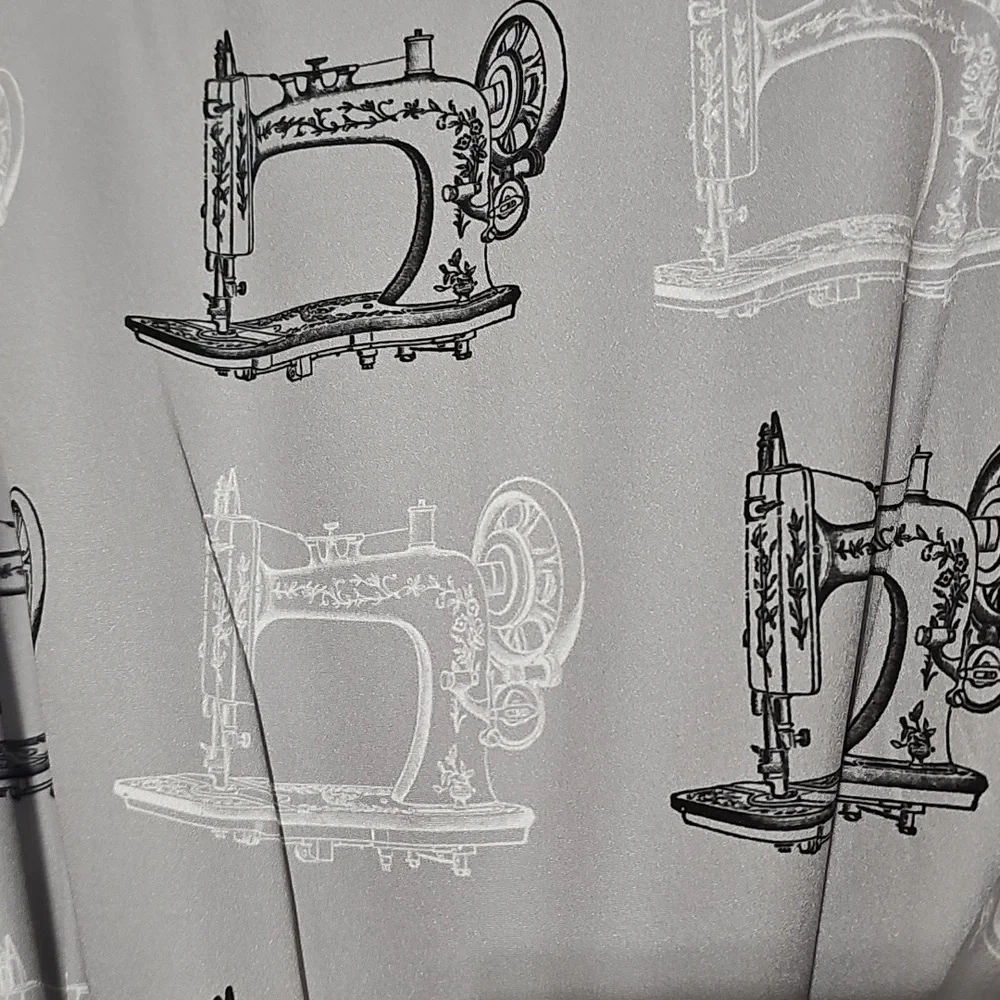eShakti Gray Sewing Machine Print Midi Dress - Picture 2 of 4